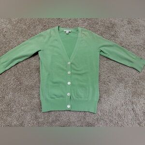 Banana Republic green v-neck button-up cardigan with pockets Silk Blend Size S